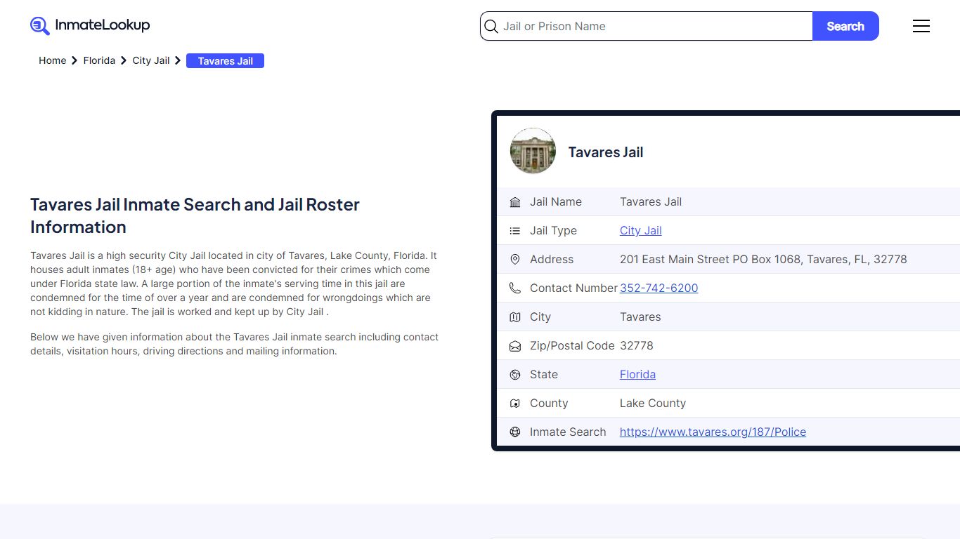 Tavares Jail (FL) Inmate Search Florida - Inmate Lookup