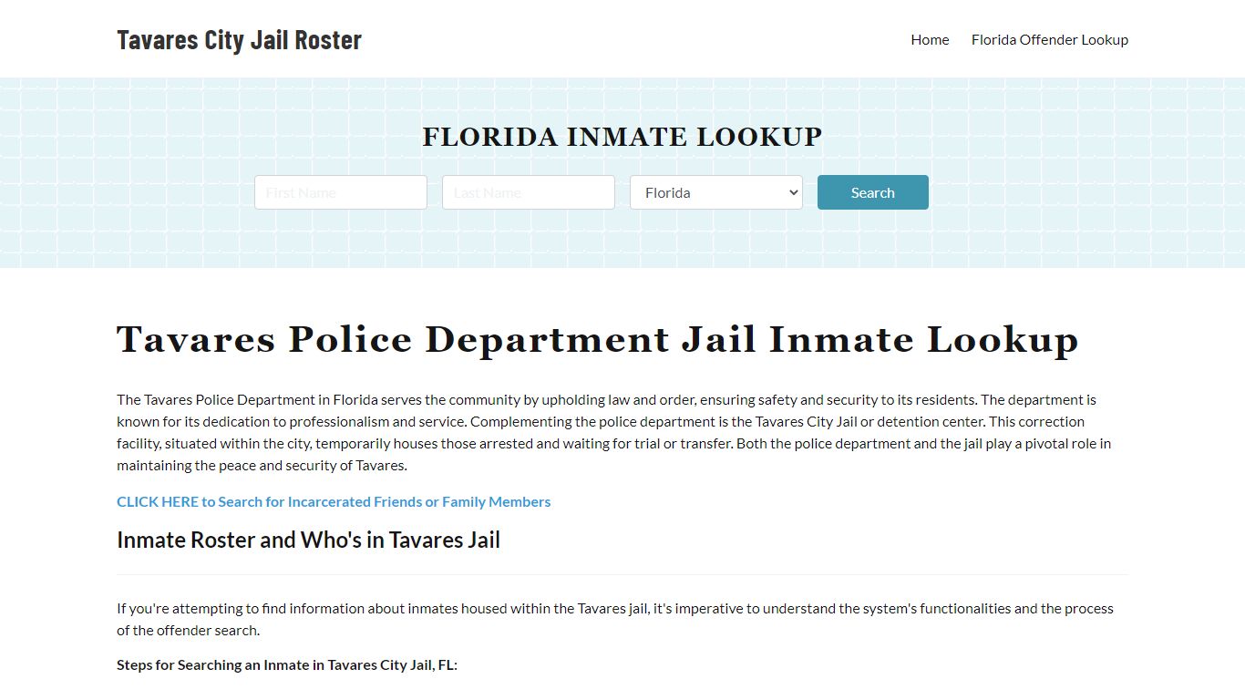 Tavares Police Department & City Jail, FL Inmate Roster, Arrests, Mugshots
